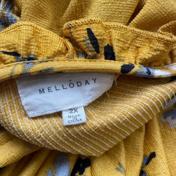 MELLODAY Mustard Floral Blouse - Picture 3 of 3